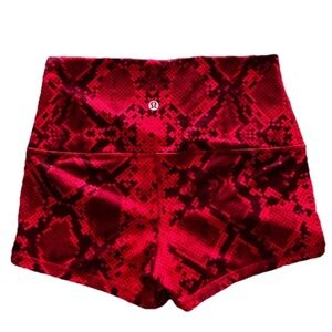 Red snake print Lululemon shorts